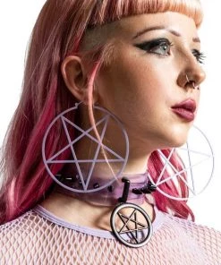 New Arrivals And Restocks Killstar Pentagram Hoop Earrings In Lilac