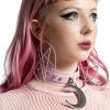 Killstar Pentagram Hoop Earrings In Light Pink