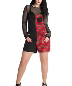 New Arrivals And Restocks Banned Alternative Krampus Black And Tartan Playsuit