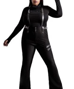 Killstar Prophet Of Doom Flared Suspender Trousers In Black