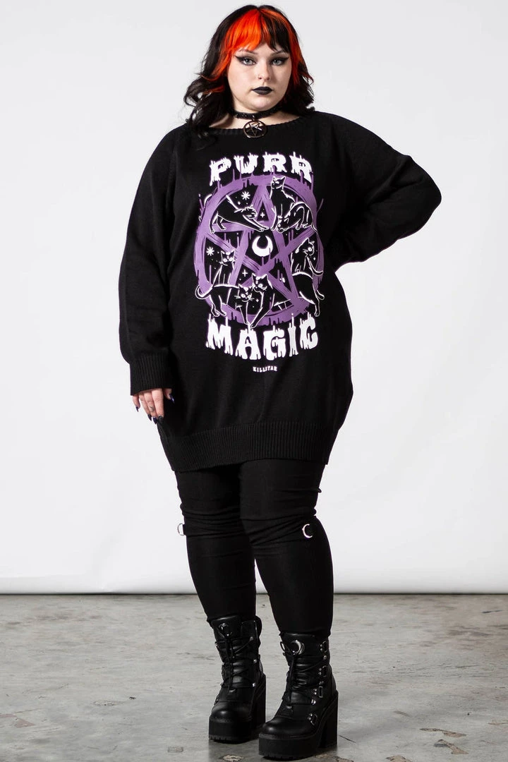 Killstar Purr Magic Knit Sweater Cat Print 4 Killstar Purr Magic Knit Sweater Cat Print
