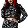 New Arrivals And Restocks Killstar Purr Off Cropped Hoodie In Black Cat Print!