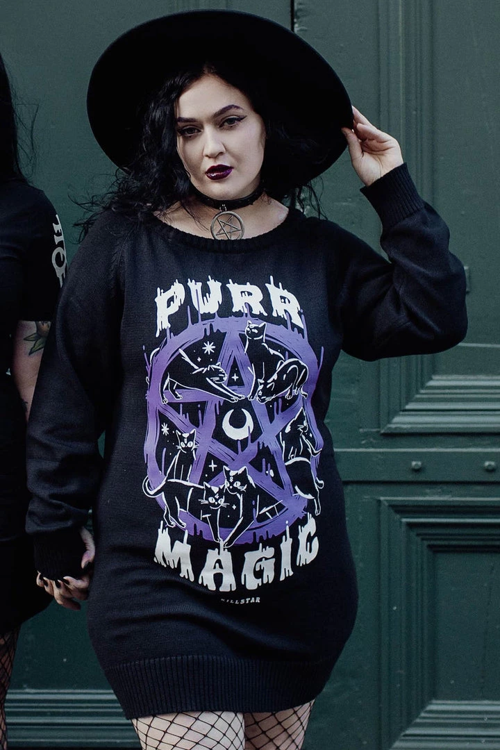Killstar Purr Magic Knit Sweater Cat Print 8 Killstar Purr Magic Knit Sweater Cat Print