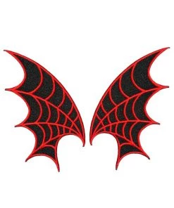 Kreepsville 666 Iron On Patch Of Web Wing Pair In Red Halloween