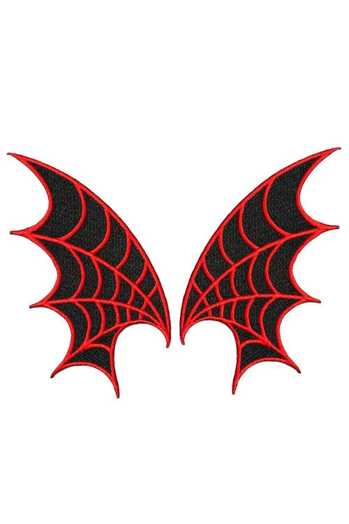 Kreepsville 666 Iron On Patch Of Web Wing Pair In Red Halloween 1 Kreepsville 666 Iron On Patch Of Web Wing Pair In Red Halloween