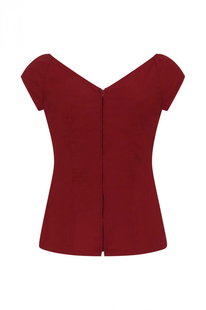 Hell Bunny Petunia Top In Burgundy 8 Hell Bunny Petunia Top In Burgundy