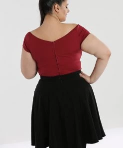 Hell Bunny Petunia Top In Burgundy 13 Hell Bunny Petunia Top In Burgundy