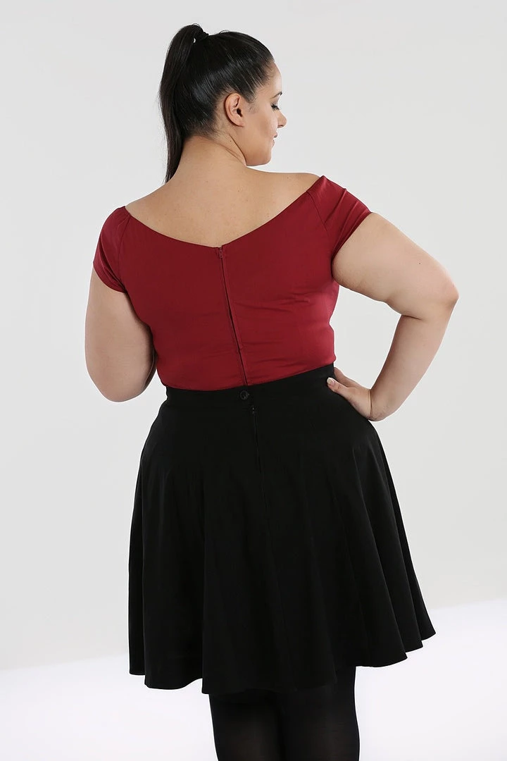 Hell Bunny Petunia Top In Burgundy 3 Hell Bunny Petunia Top In Burgundy