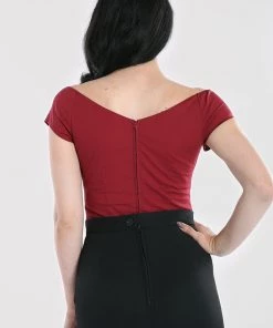 Hell Bunny Petunia Top In Burgundy 17 Hell Bunny Petunia Top In Burgundy