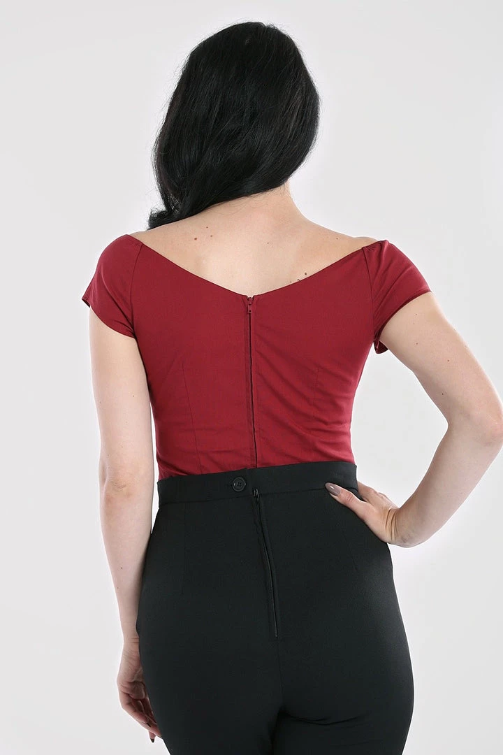 Hell Bunny Petunia Top In Burgundy 7 Hell Bunny Petunia Top In Burgundy