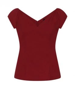 Hell Bunny Petunia Top In Burgundy 20 Hell Bunny Petunia Top In Burgundy