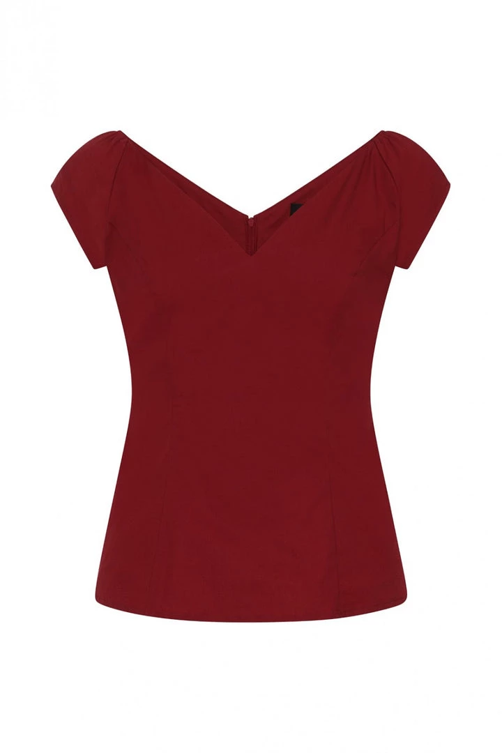 Hell Bunny Petunia Top In Burgundy 10 Hell Bunny Petunia Top In Burgundy