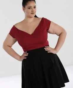 Hell Bunny Petunia Top In Burgundy 14 Hell Bunny Petunia Top In Burgundy