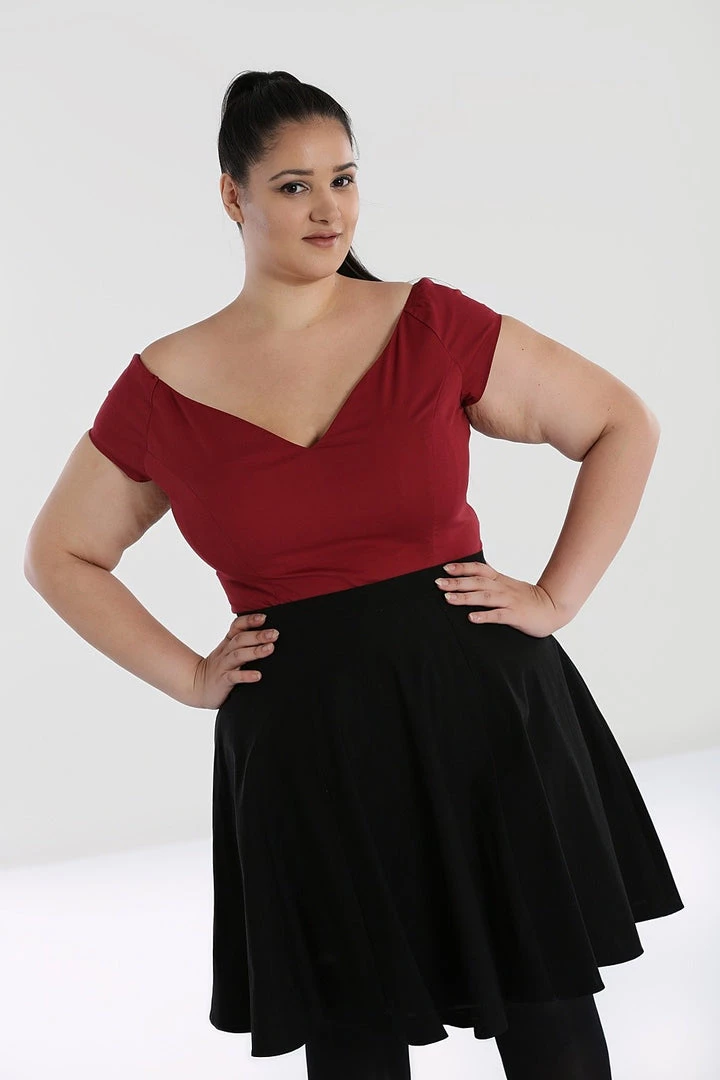 Hell Bunny Petunia Top In Burgundy 4 Hell Bunny Petunia Top In Burgundy