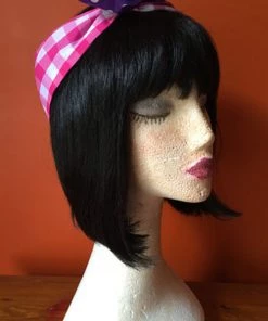 Kitty Deluxe Reversible Wired Headband In Pink Gingham Print & Purple Polka Dot Print Accessories
