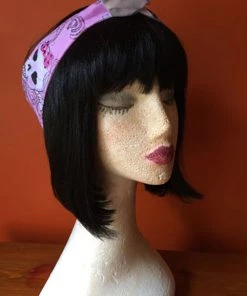 Kitty Deluxe Halloween Reversible Wired Headband In Pink Sugar Skull Print & White