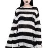 Killstar Pugsley Punk Knit Sweater Black And White Winter