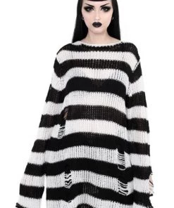 Killstar Pugsley Punk Knit Sweater Black And White Winter