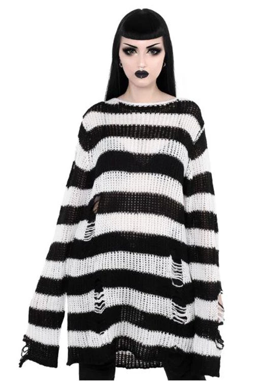 Killstar Pugsley Punk Knit Sweater Black And White Winter 1 Killstar Pugsley Punk Knit Sweater Black And White Winter