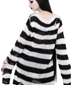 Killstar Pugsley Punk Knit Sweater Black And White Winter