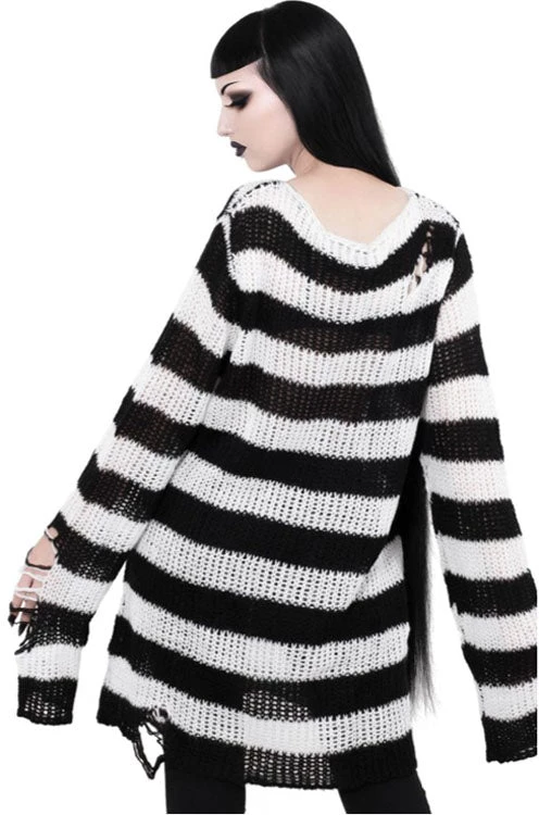 Killstar Pugsley Punk Knit Sweater Black And White Winter 2 Killstar Pugsley Punk Knit Sweater Black And White Winter