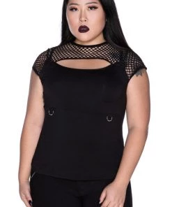 Killstar Ramona Mesh Cap-Sleeve Top Clothing