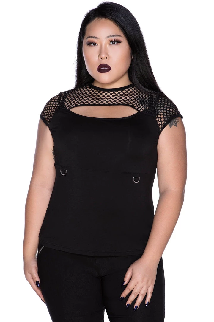 Killstar Ramona Mesh Cap-Sleeve Top Clothing 4 Killstar Ramona Mesh Cap-Sleeve Top Clothing