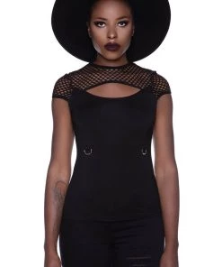 Killstar Ramona Mesh Cap-Sleeve Top Clothing