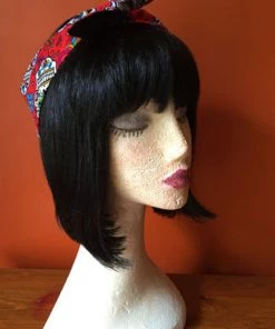 Kitty Deluxe Reversible Wired Headband In Red Sugar Skull Print & Black Halloween