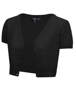 MAK Sweaters Cropped Cardigan With Short Sleeves In Black Winter