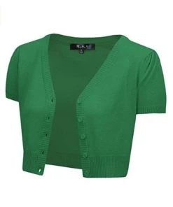 MAK Sweaters Cropped Cardigan With Short Sleeves In Kelly Green