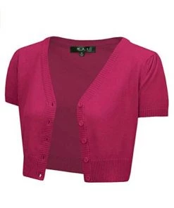 MAK Sweaters Cropped Cardigan With Short Sleeves In Magenta Winter