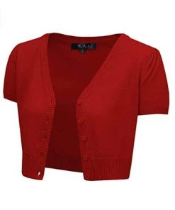 MAK Sweaters Cropped Cardigan With Short Sleeves In Red Winter