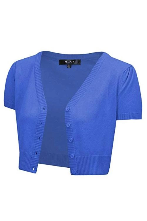 MAK Sweaters Cropped Cardigan With Short Sleeves In Viola 1 MAK Sweaters Cropped Cardigan With Short Sleeves In Viola