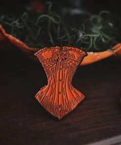 Accessories Lively Ghosts Sanderson Corset In Orange Enamel Pin