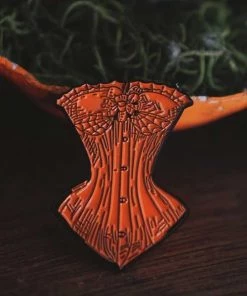 Accessories Lively Ghosts Sanderson Corset In Orange Enamel Pin