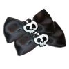 Kitty Deluxe Satin Skull Bow Pair In Black