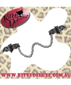 Accessories Kitty Deluxe Cardigan Clips In Silver Bats
