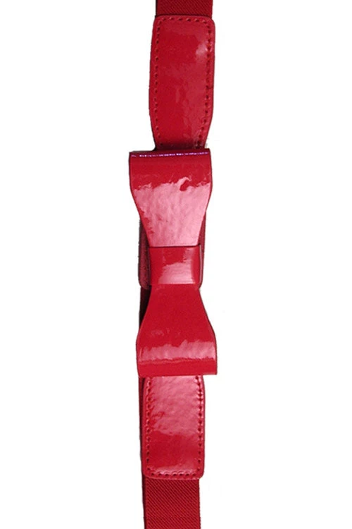 Kitty Deluxe 1" Skinny Bow Belt In Red 1 Kitty Deluxe 1" Skinny Bow Belt In Red