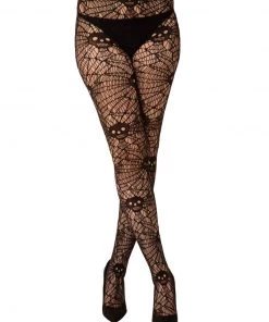 New Arrivals And Restocks Pamela Mann Hosiery Fishnet Skull & Web Tights In Black