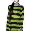 Killstar Slimer Punk Knit Sweater Black And Lime New Arrivals And Restocks