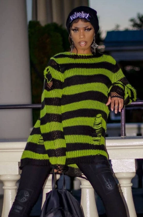 Killstar Slimer Punk Knit Sweater Black And Lime New Arrivals And Restocks 5 Killstar Slimer Punk Knit Sweater Black And Lime New Arrivals And Restocks