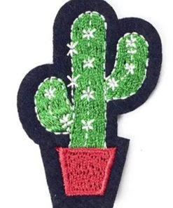 Kitty Deluxe Iron On Patch Of Mini Cactus