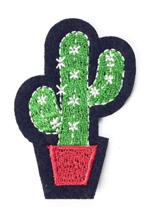 Kitty Deluxe Iron On Patch Of Mini Cactus 1 Kitty Deluxe Iron On Patch Of Mini Cactus
