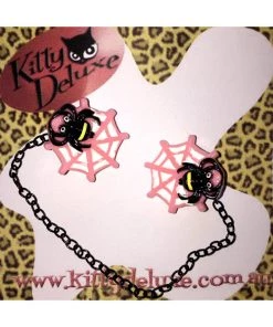 Kitty Deluxe Cardigan Clips In Pink Spider In Web Design