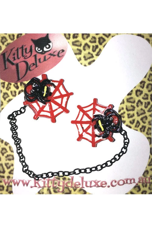 Halloween Kitty Deluxe Cardigan Clips In Red Spider In Web Design 1 Halloween Kitty Deluxe Cardigan Clips In Red Spider In Web Design