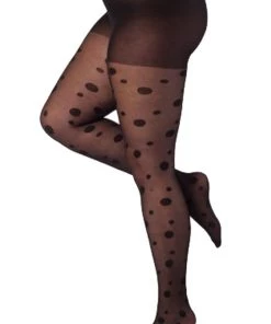 Pamela Mann Hosiery Curvy Super-Stretch Tights In Black Spot Pattern Winter