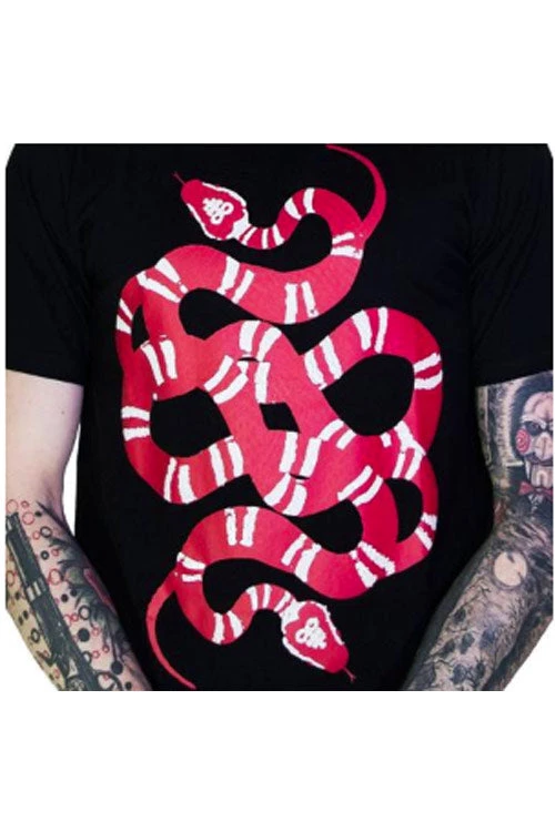 Clothing Dr Faust Mens Black T-Shirt In Sutton Red Snake 4 Clothing Dr Faust Mens Black T-Shirt In Sutton Red Snake
