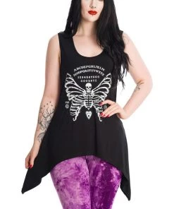 Banned Skeleton Wings Asymmetric Hem Top With Back Cut Outs Ouija Skulls Butterfly New Arrivals And Restocks