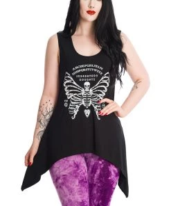 Banned Skeleton Wings Asymmetric Hem Top With Back Cut Outs Ouija Skulls Butterfly New Arrivals And Restocks